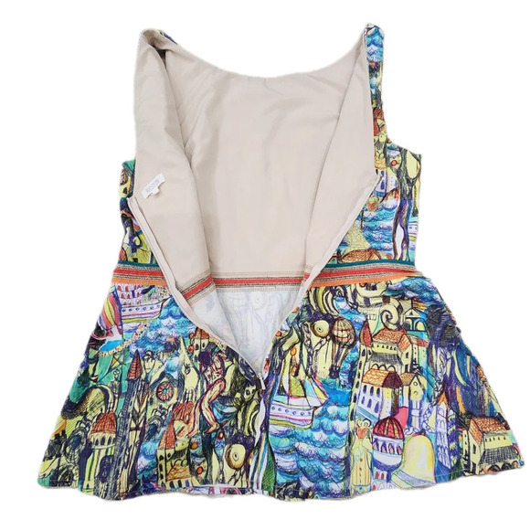 RARE ANTHROPOLOGIE PEPLUM TANK By Weston, Multi, US Women's Medium - Picture 4 of 7